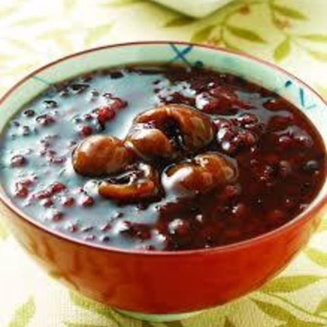 Red Bean Purple Rice with Longan 龍眼紅豆紫米羹.
